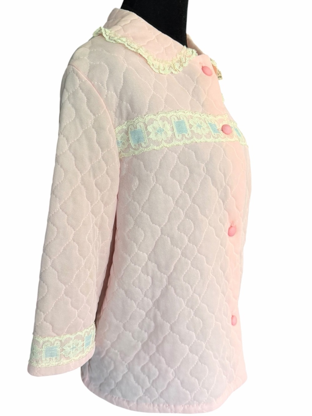 Vintage Henson Kickernick Pink Quilted Bed Jacket Cottagecore Granny Size 12